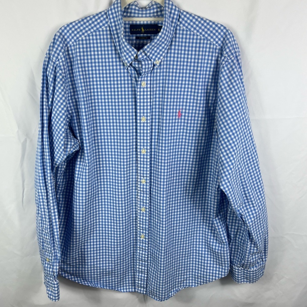 Ralph Lauren Blue Gingham Men's Shirt - Picture 2 of 8